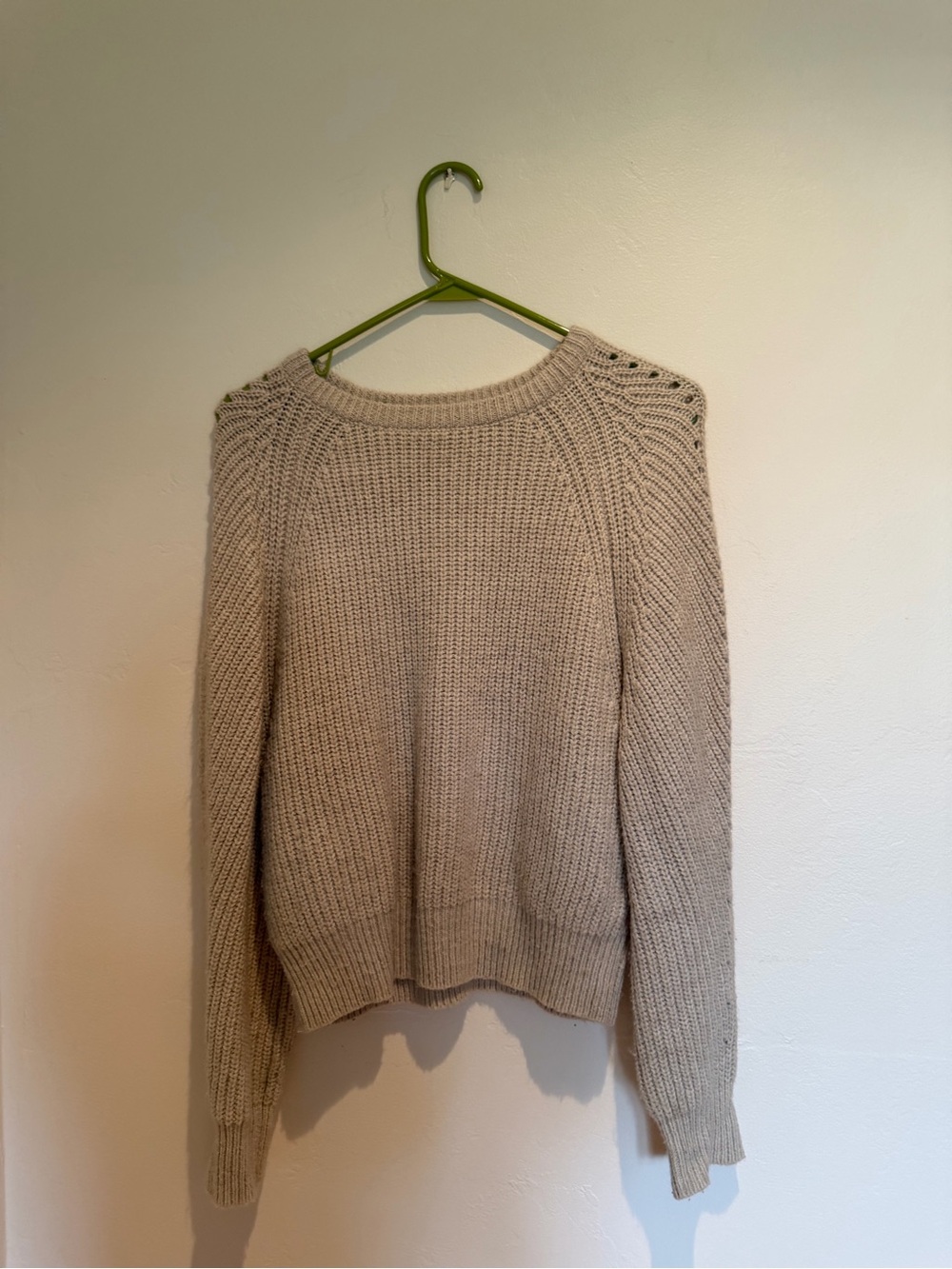 Mango Cream Crew Neck Chunky Knit Sweater
